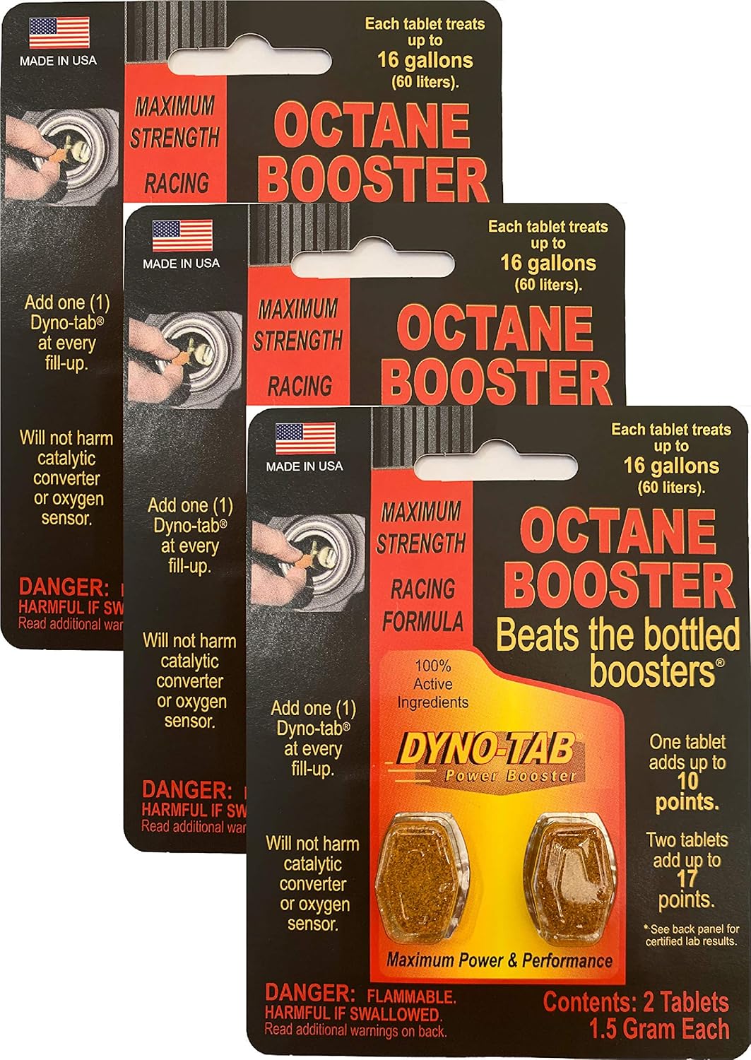 Dyno-tab Octane Booster 2-Tab Card 3-Pack front packaging