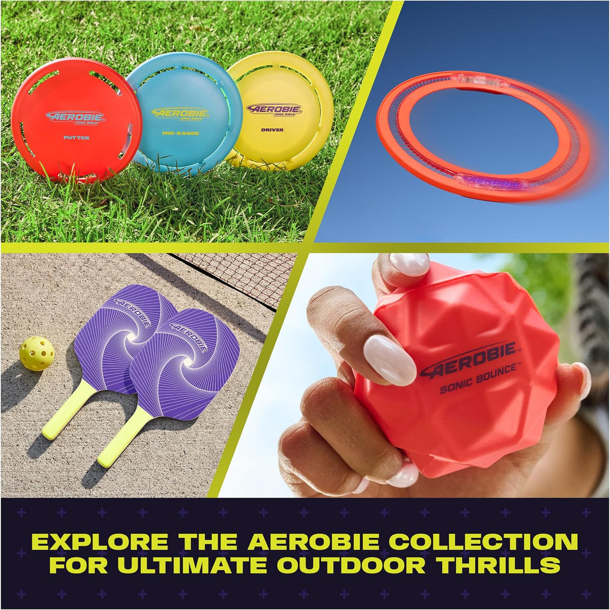Aerobie bounce disc lifestyle backyard setting