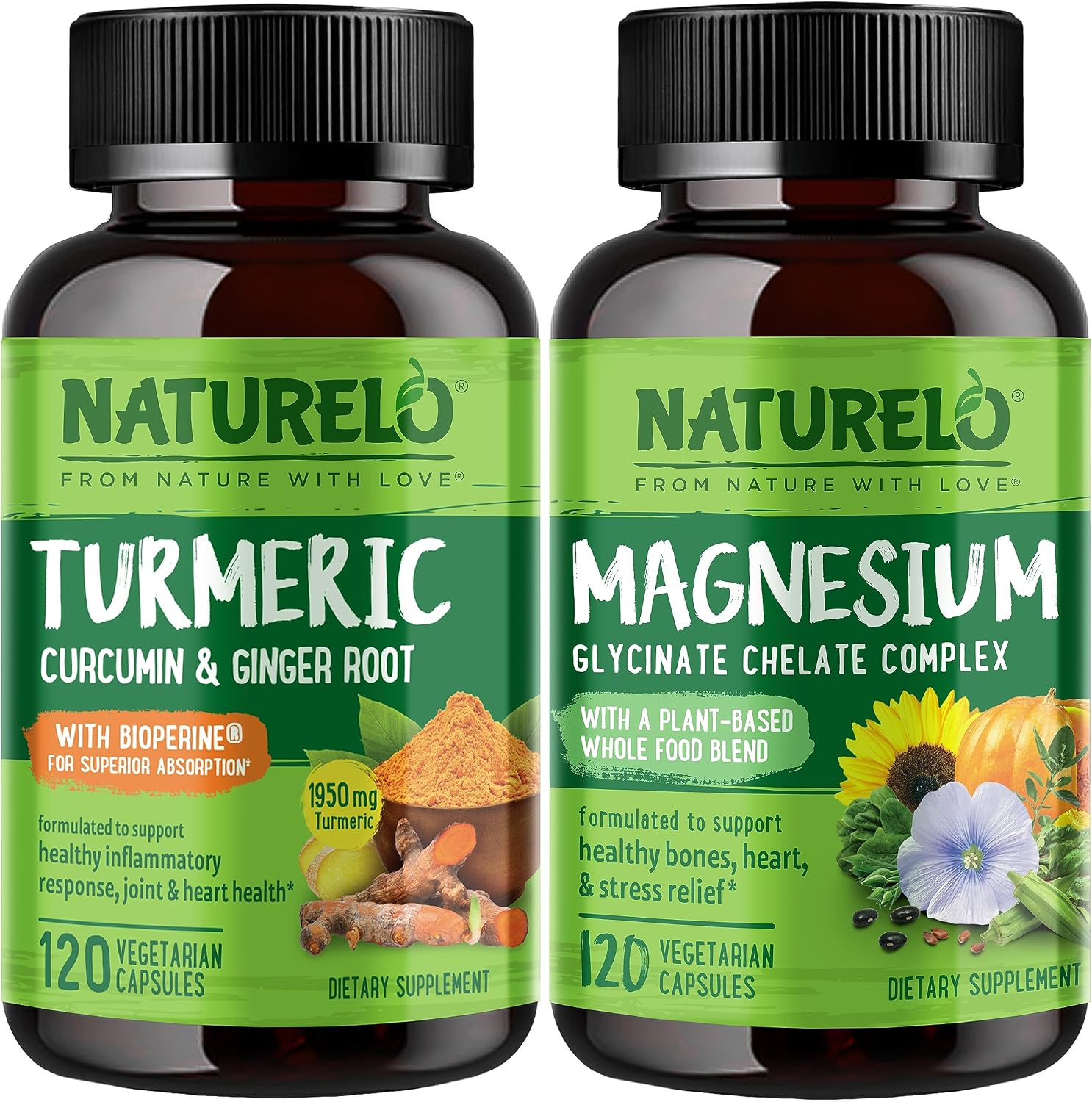 NATURELO Turmeric Curcumin Magnesium Glycinate front view