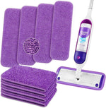 HOMEXCEL reusable microfiber mop pads eight pack front view shown on a premium spray mop.