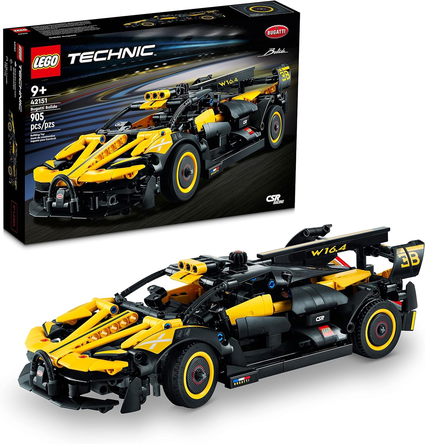Lego Technic Bugatti Bolide front view racing car model