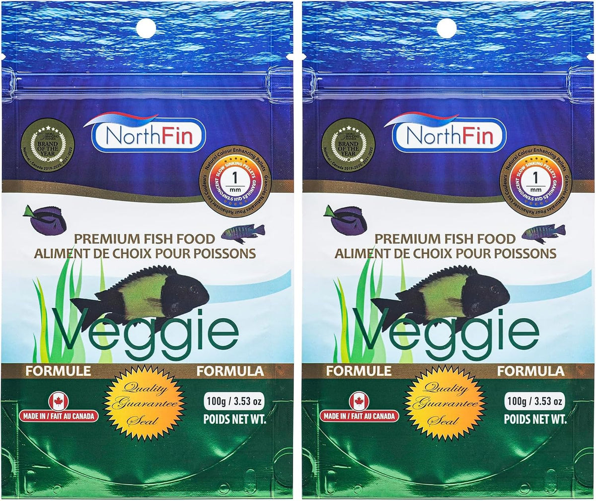 Northfin veggie fish food ready for aquarium feeding