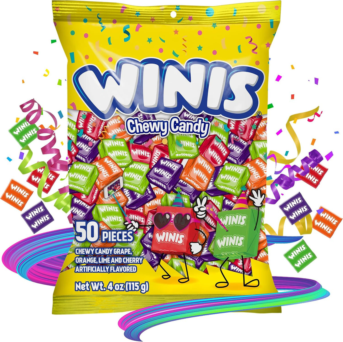 Winis grape cherry lime orange individually wrapped chewy candies