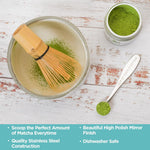 Pure Matcha metal scoop engraved handle detail