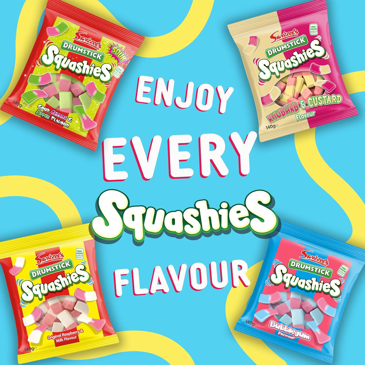 Premium imported packaging of Swizzels Squashies Strawberry and Cream sweets
