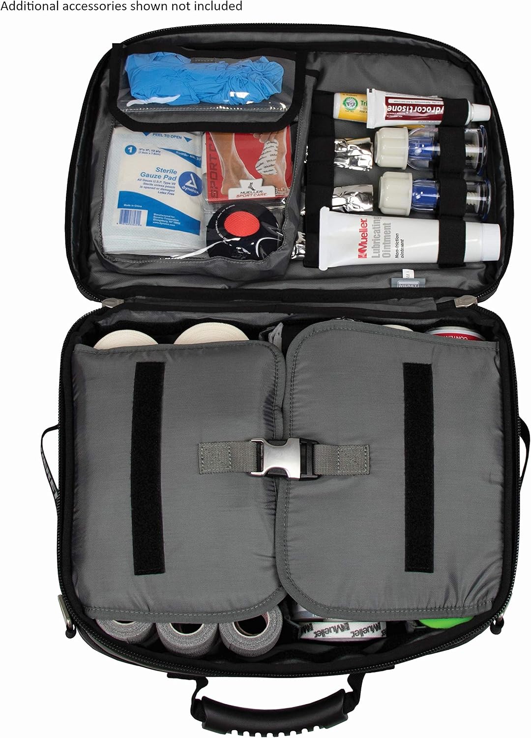Mueller Medi Kit G2 showing rear storage pockets and carabiner attachments