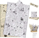Larcenciel vintage newspaper tissue paper front view of the package showcasing the retro newsprint design.