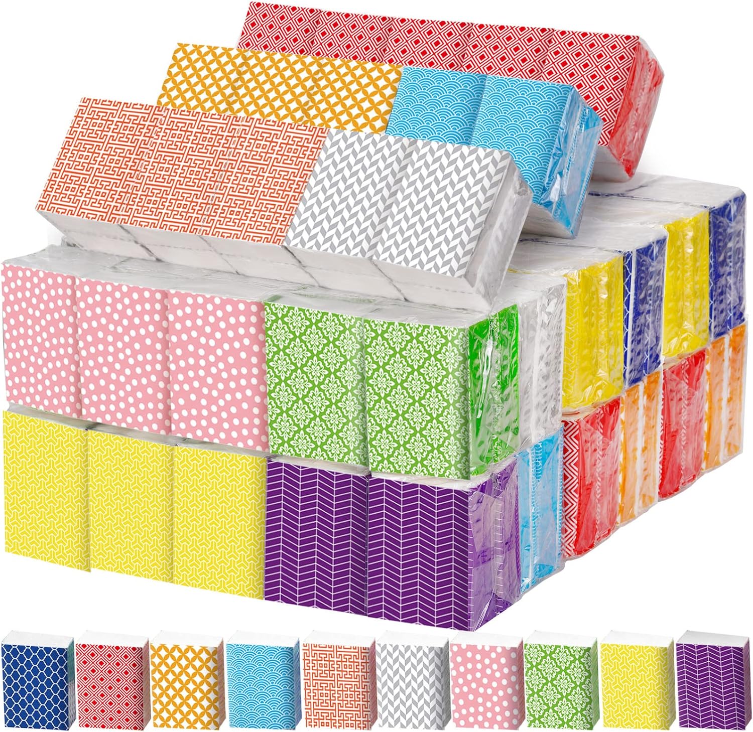 Crtiin 100 Count Geometry Travel Pocket Tissues front view showing premium individual packaging designs.
