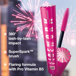 Maybelline Firework mascara applicator showing fanned lash effect