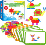 SpriteGru Wooden Pattern Blocks Set front view premium educational Montessori toy for toddlers