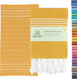 WETCAT Turkish beach towel front view in honey gold