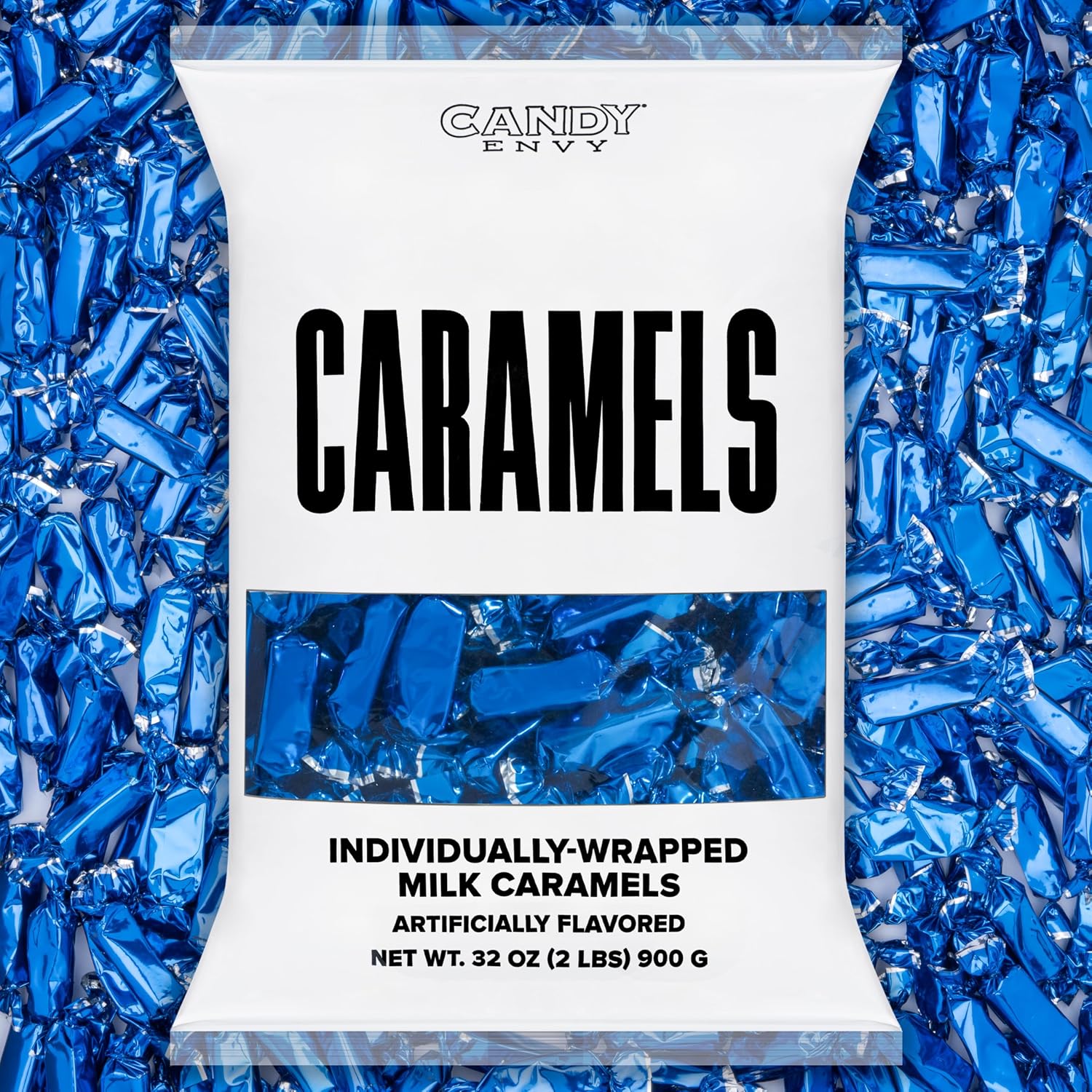 Candy Envy Individually Wrapped Caramels front view of bulk bag