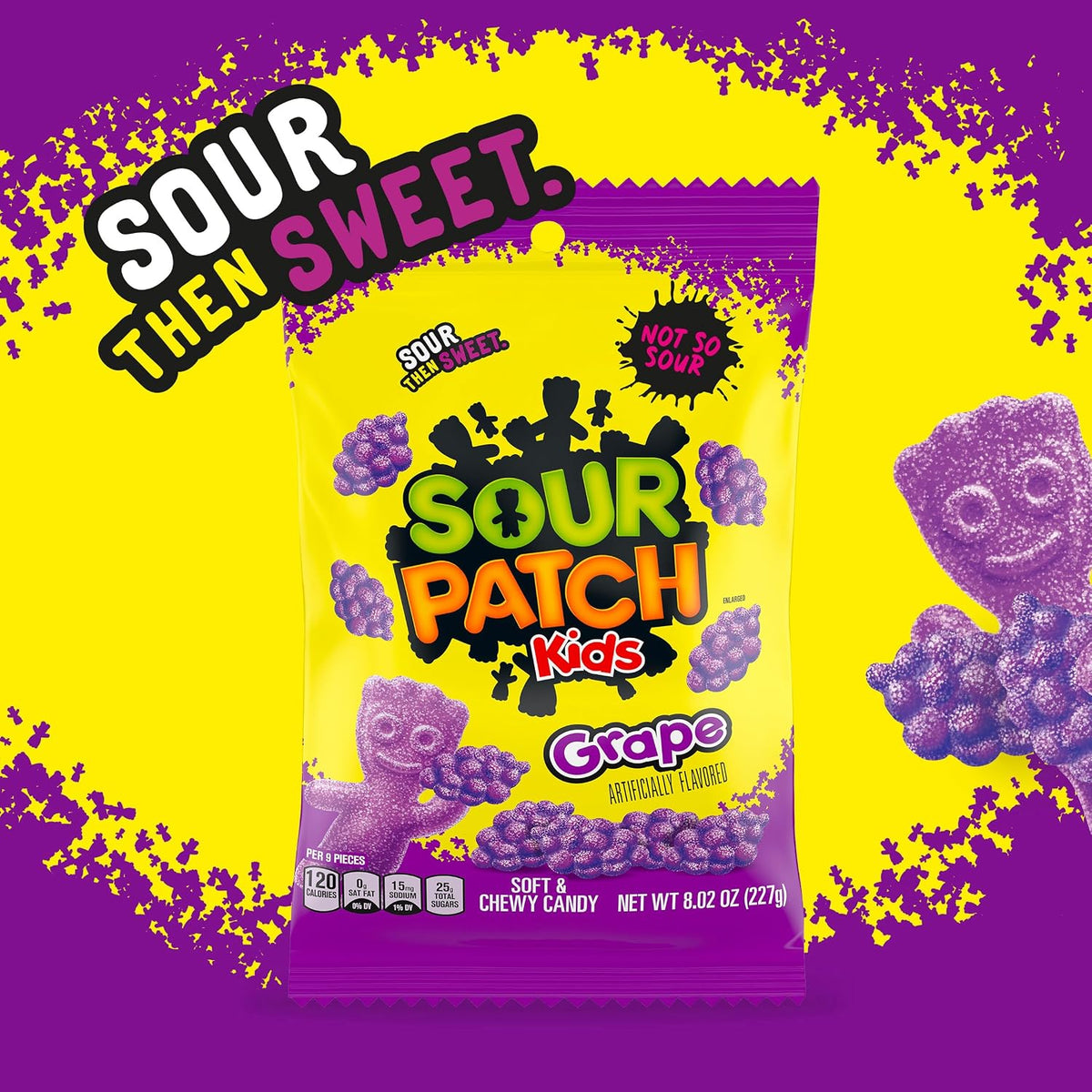 USA imported sour then sweet grape candy bag