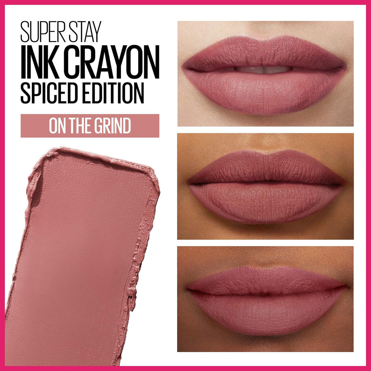 Maybelline Super Stay Ink Crayon Lipstick Makeup, Precision Tip Matte Lip Crayon with Built-in Sharpener, Longwear Up To 8Hrs, On The Grind, Purple Mauve Pink, 1 Count - Image 2