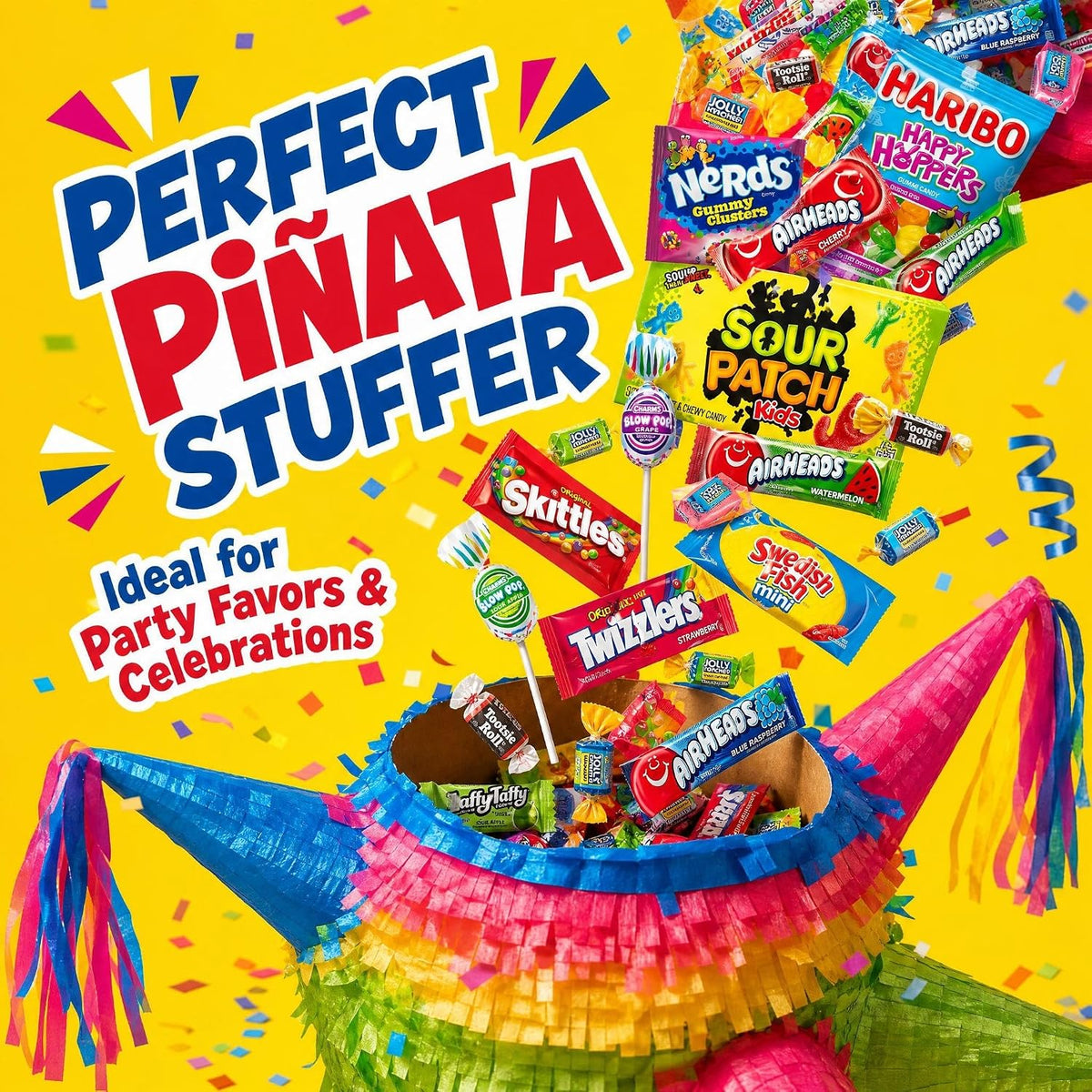 Close up of colorful hard and chewy candy mix