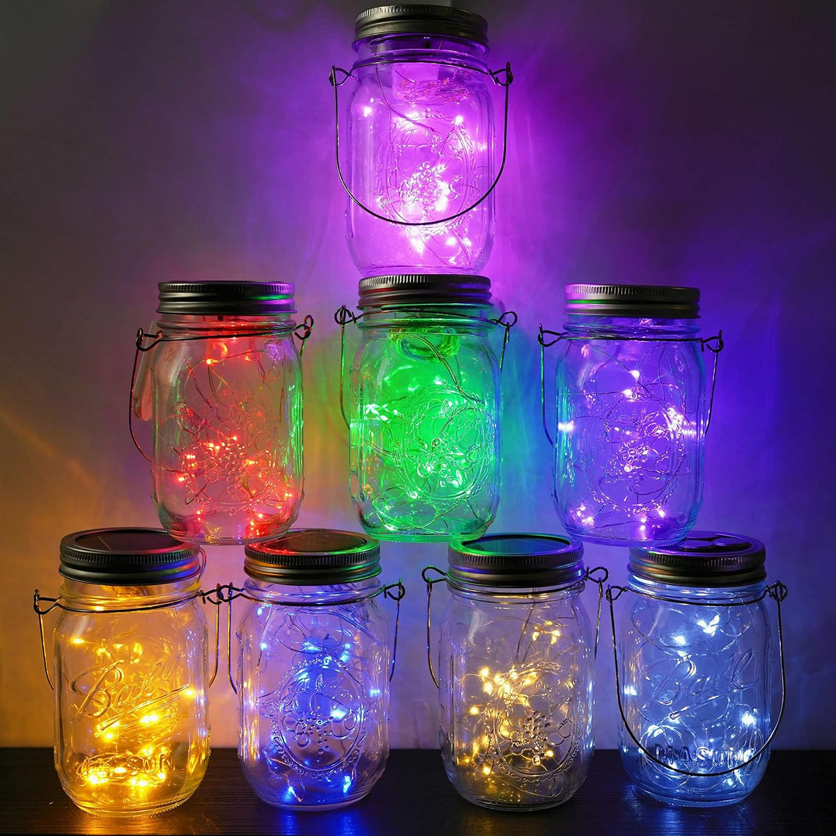 Cynzia solar jar lid string lights hanging in garden