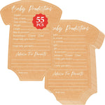Gethelud baby prediction cards front view showing onesie shape for party decorations
