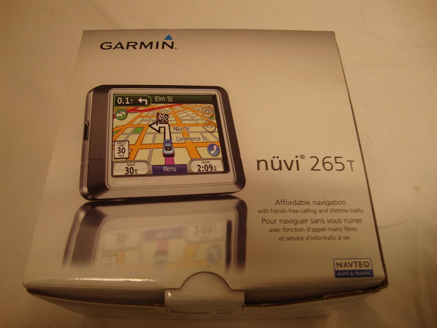 Garmin nuvi 265 portable GPS navigator front view showcasing the 3.5-inch touchscreen interface.