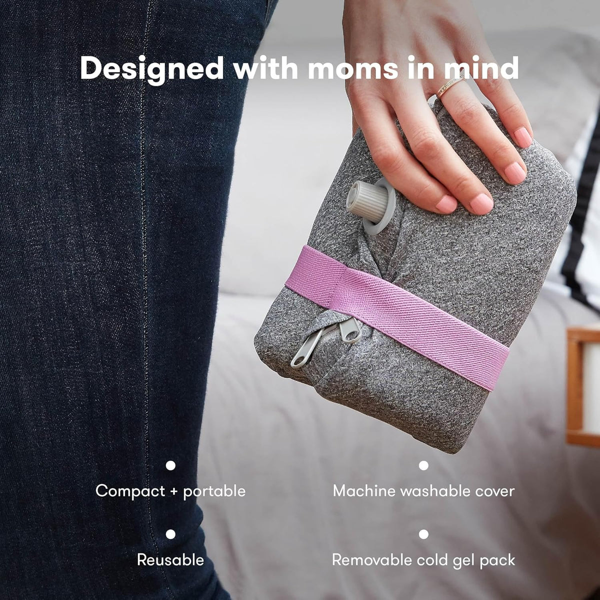 Folded portable Frida Mom perineal comfort cushion for travel