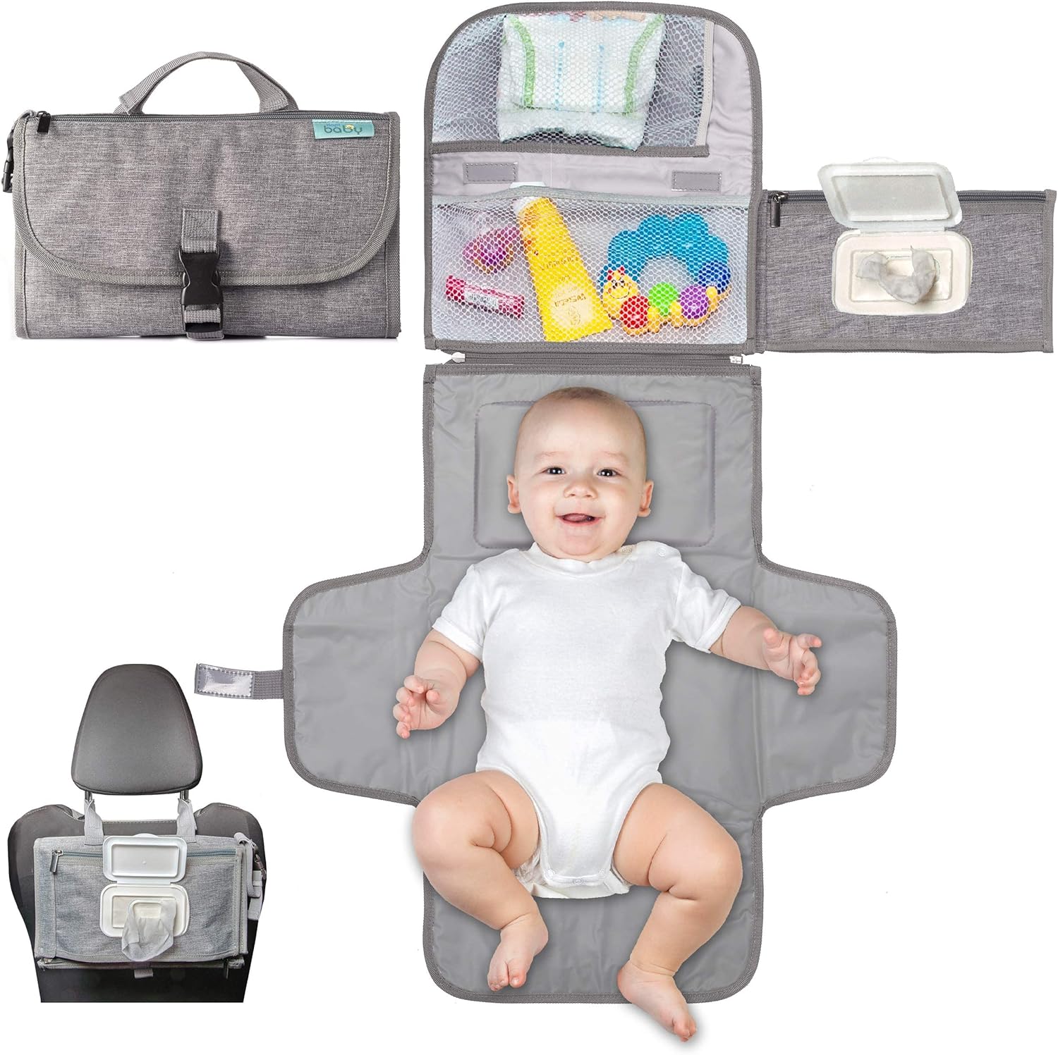 Kopi Baby portable diaper changing pad folded front view