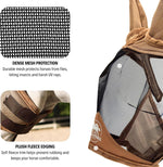 Adjustable touch strap detail on equine fly mask