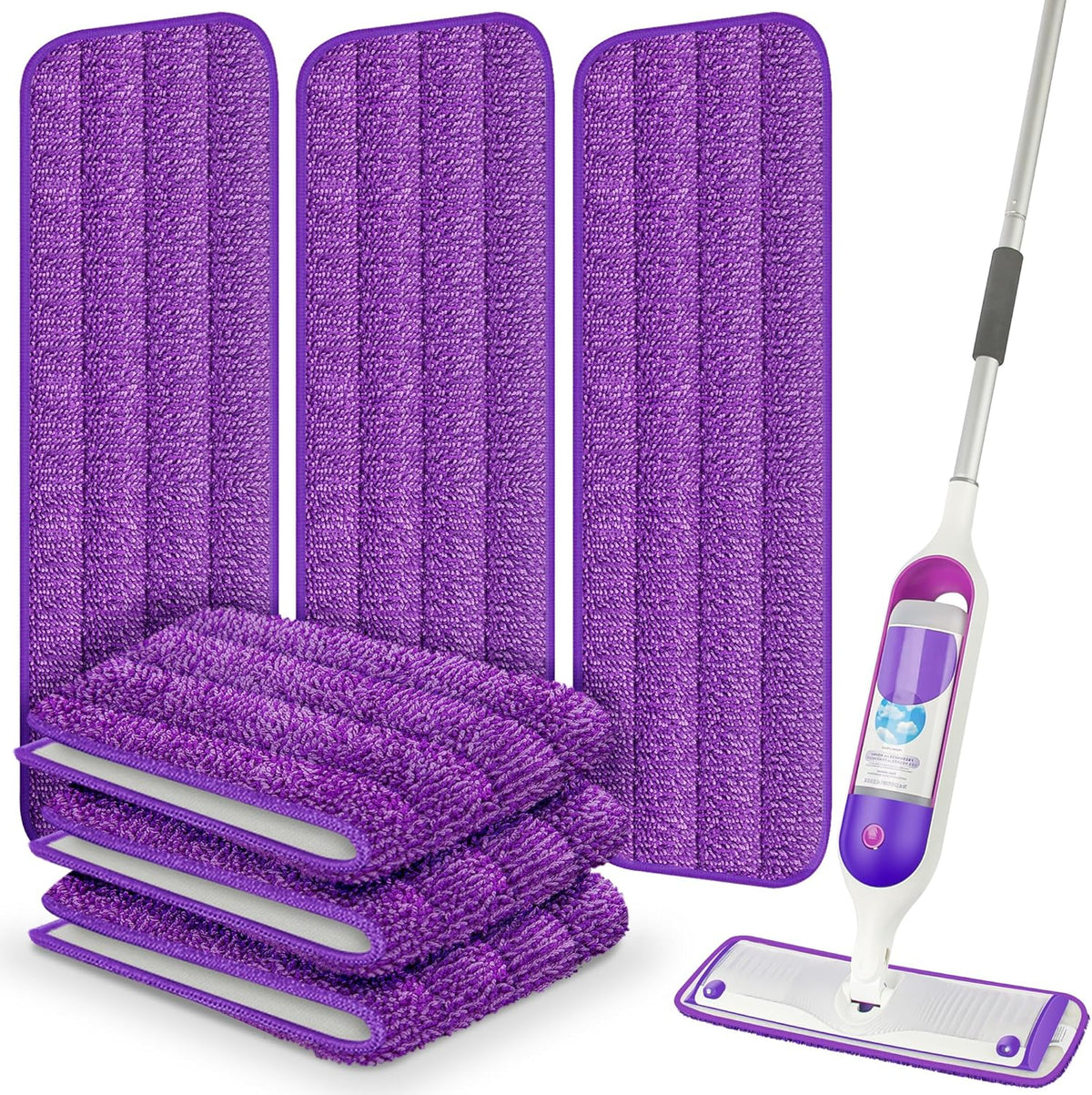ILAVCOOL reusable mop pads 6 pack front view showcasing purple microfiber texture