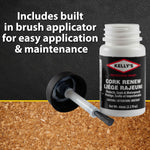 Fiebing's Kelly's Cork Renew Sealer demonstrating clear dried protective finish on cork