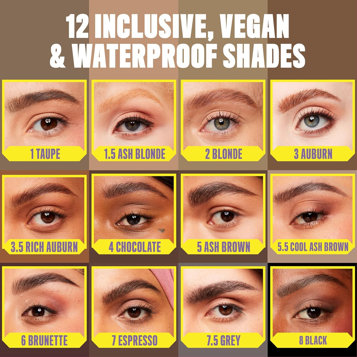 NYX eyebrow pencil swatch showing ash brown color tone