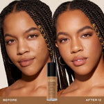 Milani 2-in-1 foundation texture swatch on skin