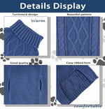 Viunimo small dog winter knitted pullover navy blue cable knit