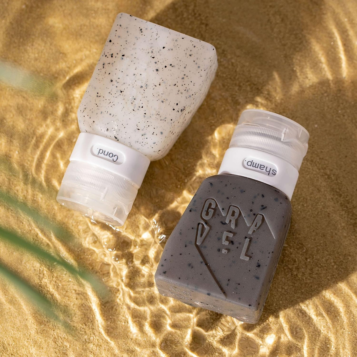 Gravel Silicone Travel Bottles for Toiletries 3oz (2-Pack) - Leakproof, BPA-Free, TSA Approved Travel Bottles with Label System for Shampoo, Conditioner, and Liquid Toiletries (Clear & Gray) - Image 4