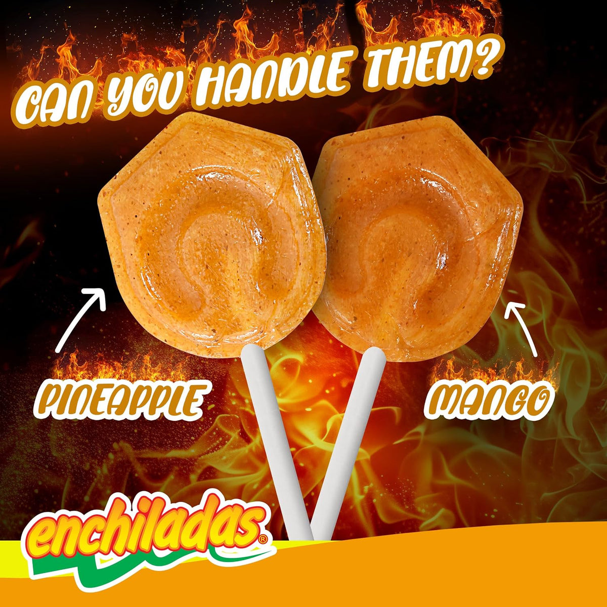 Assorted mango and pineapple spicy Mexican lollipops