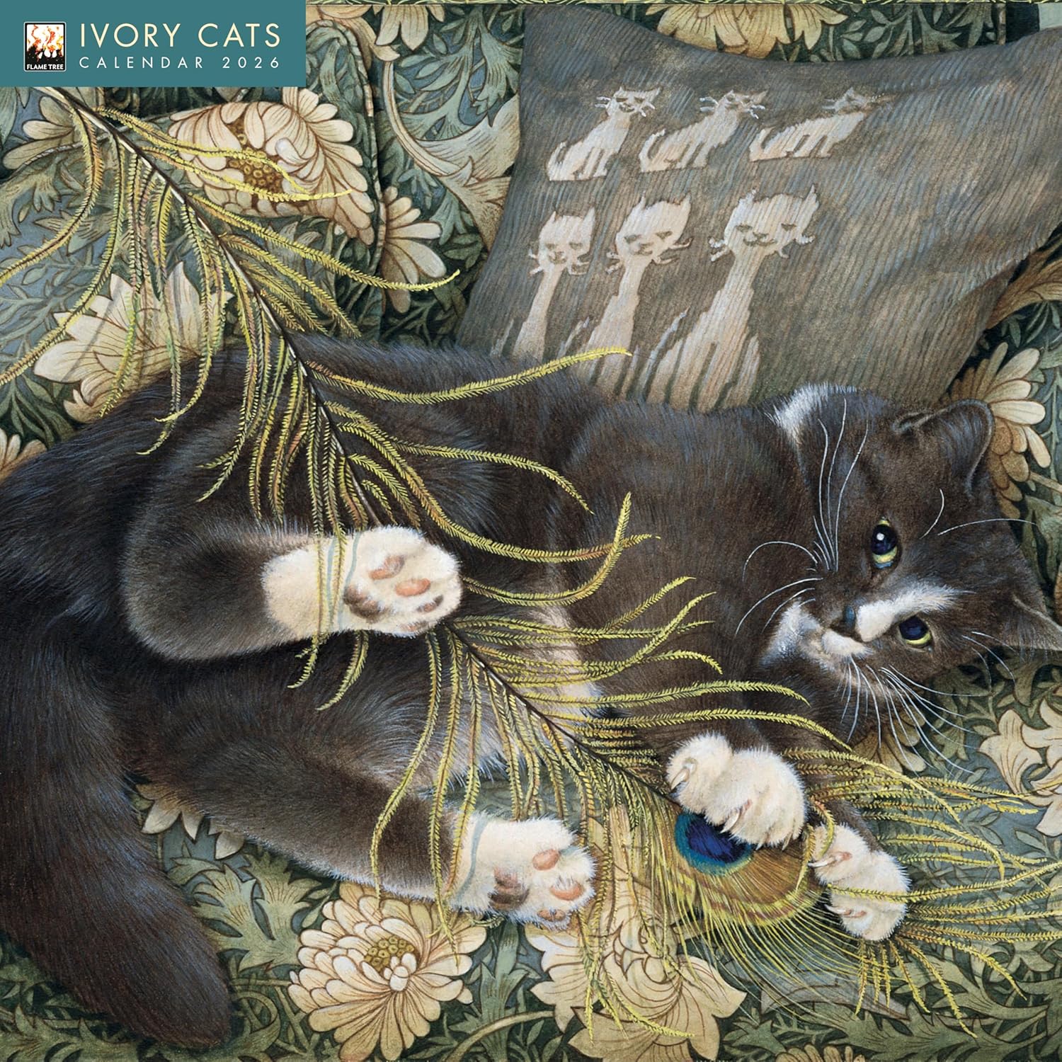 Ivory Cats by Lesley Anne Ivory Wall Calendar 2026 (Art Calendar) - Image 1