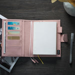 Ox Knight A6 leather notebook cover showing card slots and pockets