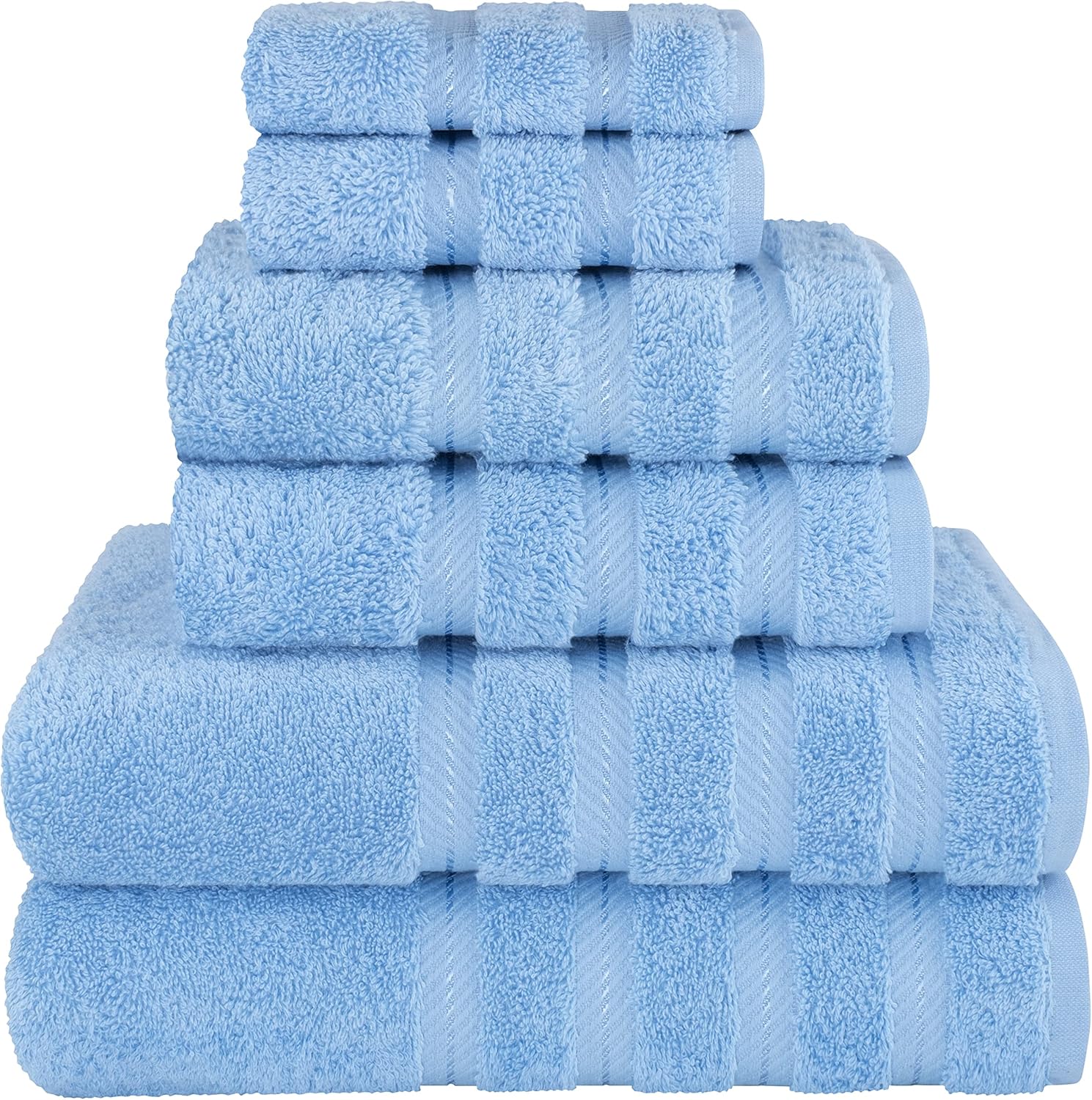 American Soft Linen 6 piece Turkish towel set sky blue front view