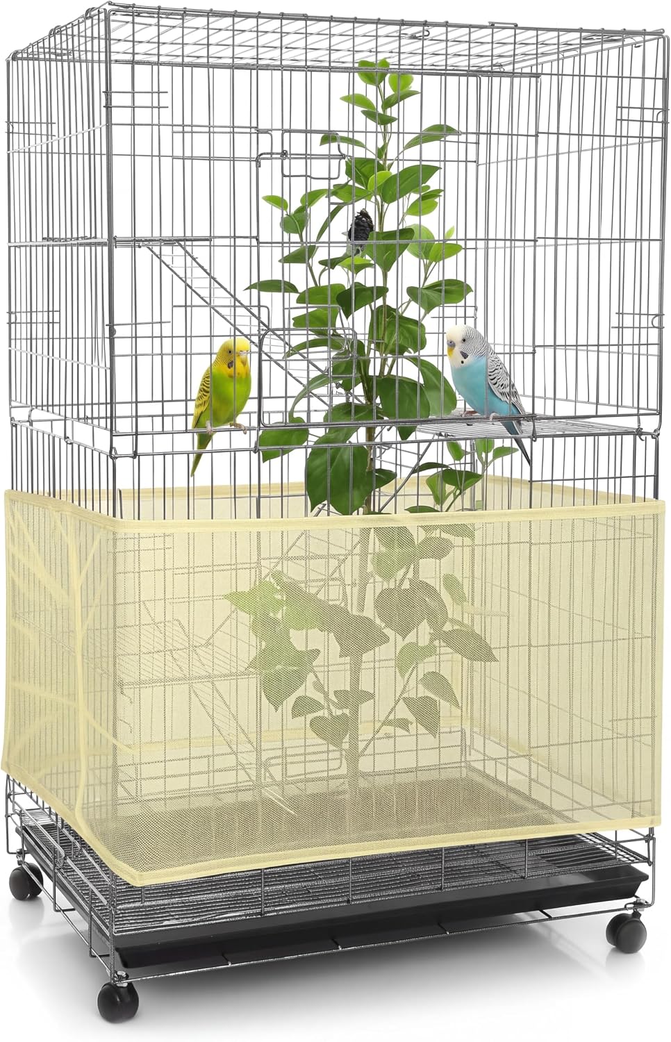 Shappy Bird Cage Net Cover Seed Catcher, 118 x 15 Inch/ 300 x 37 cm, Yellow - Image 1