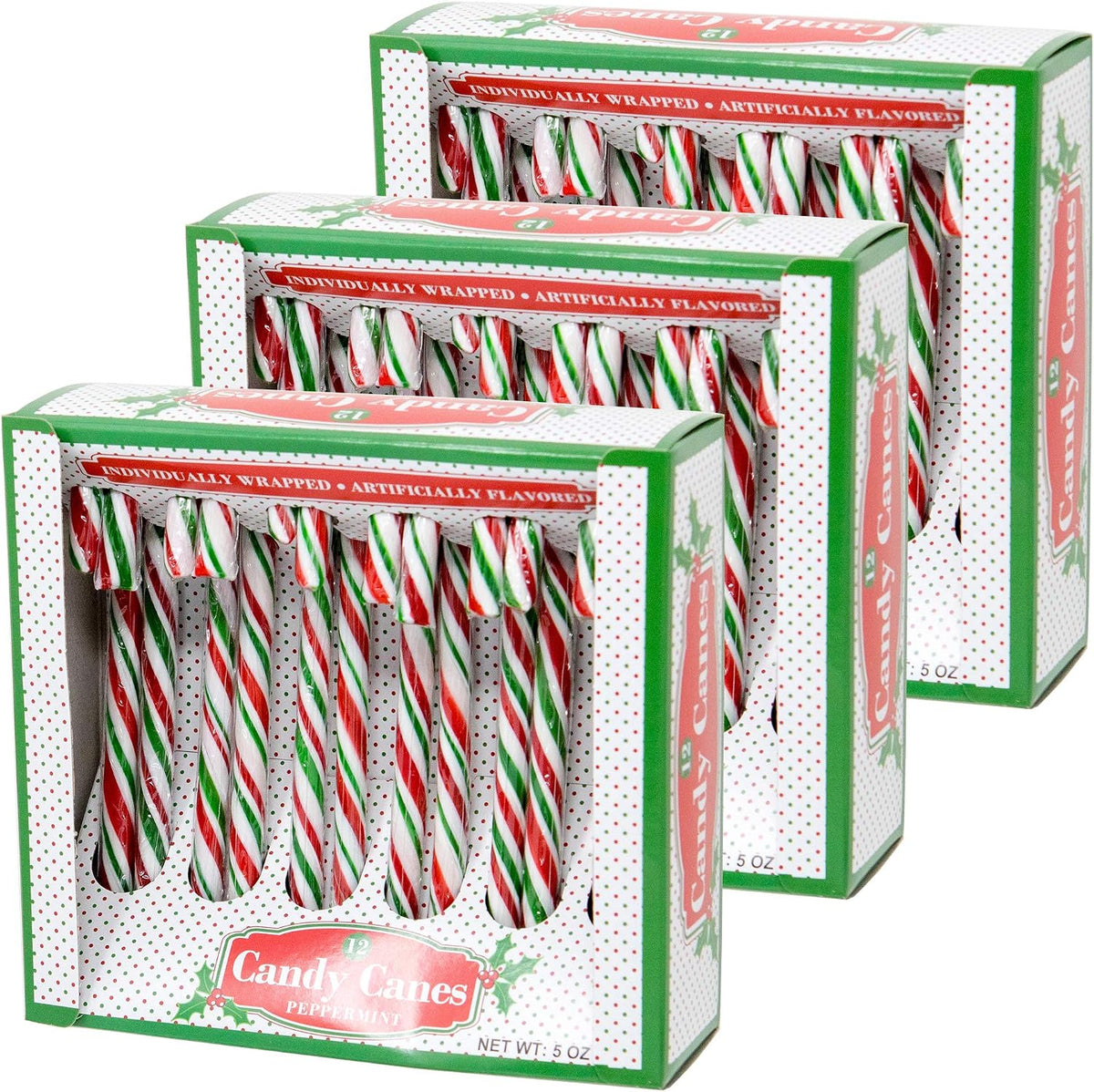 Colorful candy canes for holiday stocking stuffers and party favors