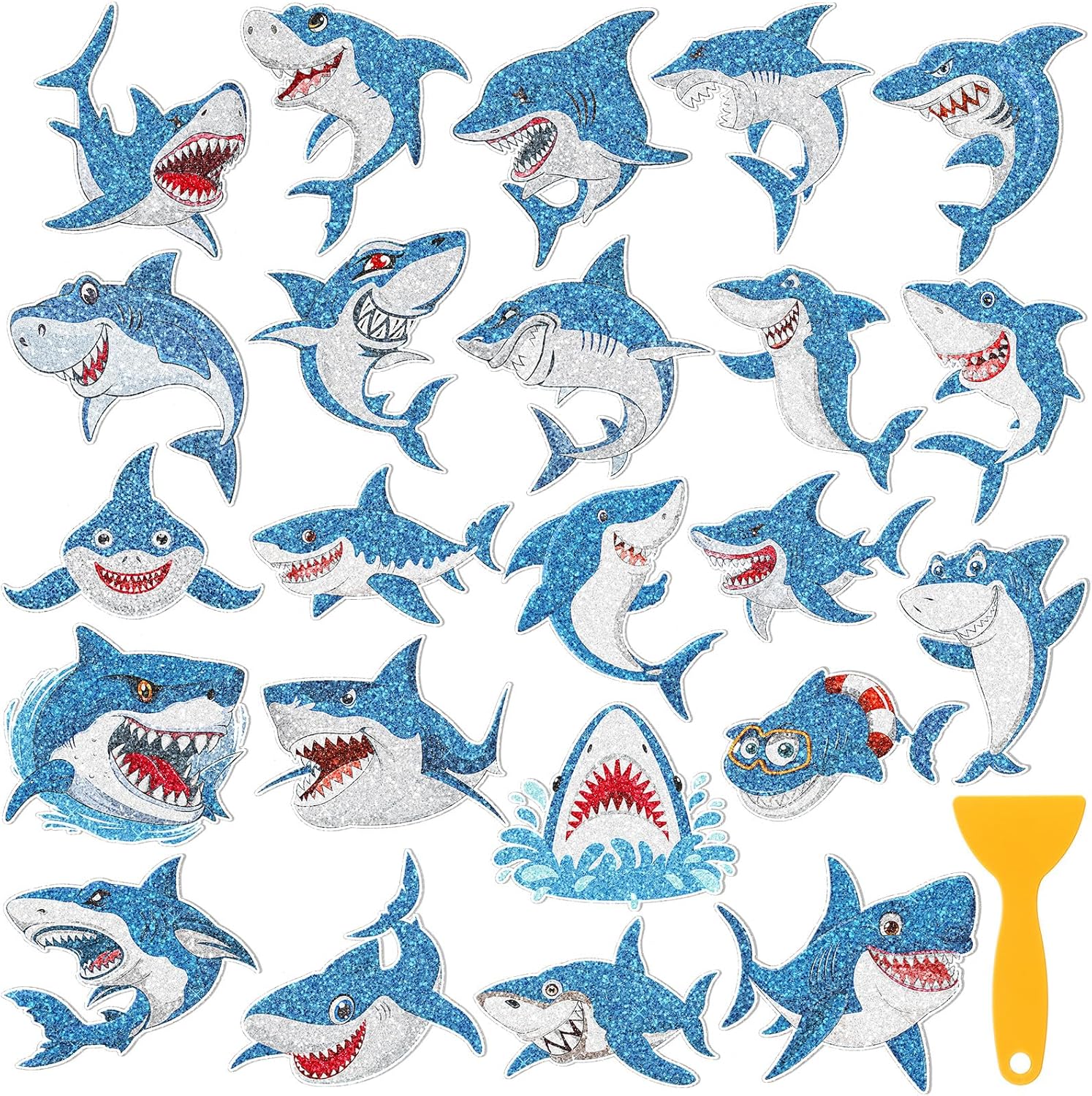 Yaomiao shark non slip bathtub stickers 24 piece set front view