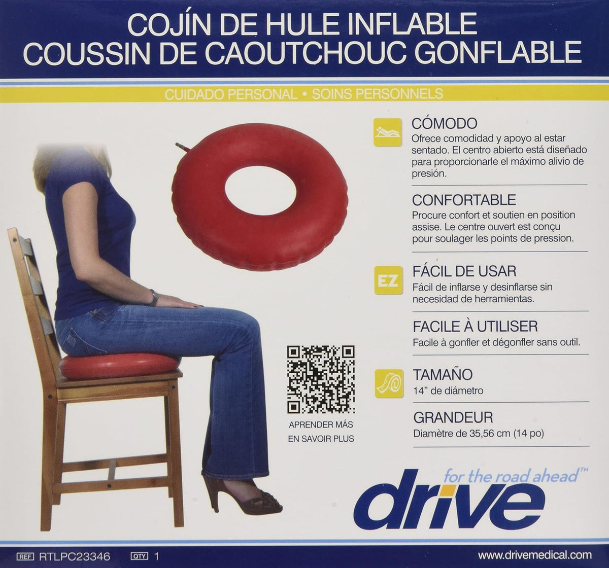 Drive Medical portable red seat cushion folded flat for travel