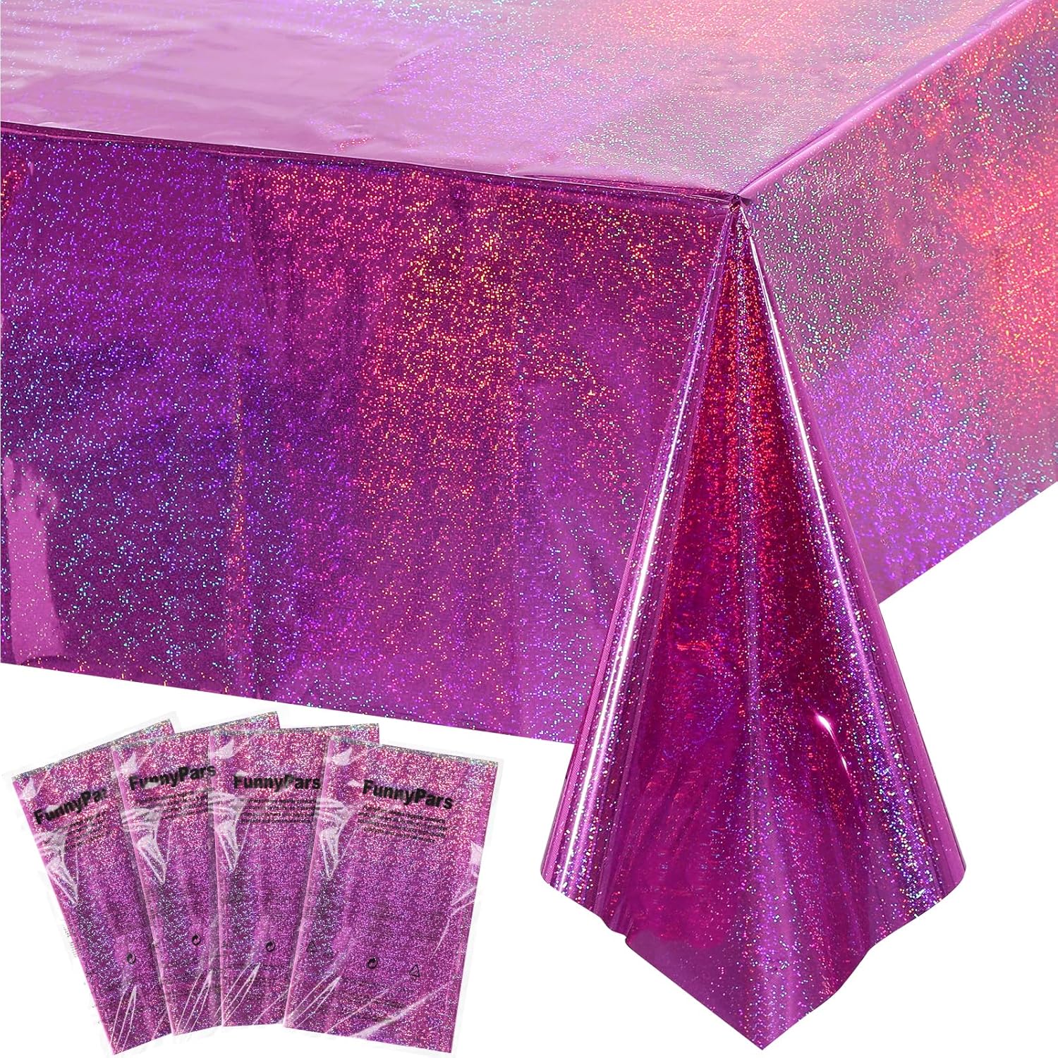 FunnyPars iridescent plastic tablecloths front view
