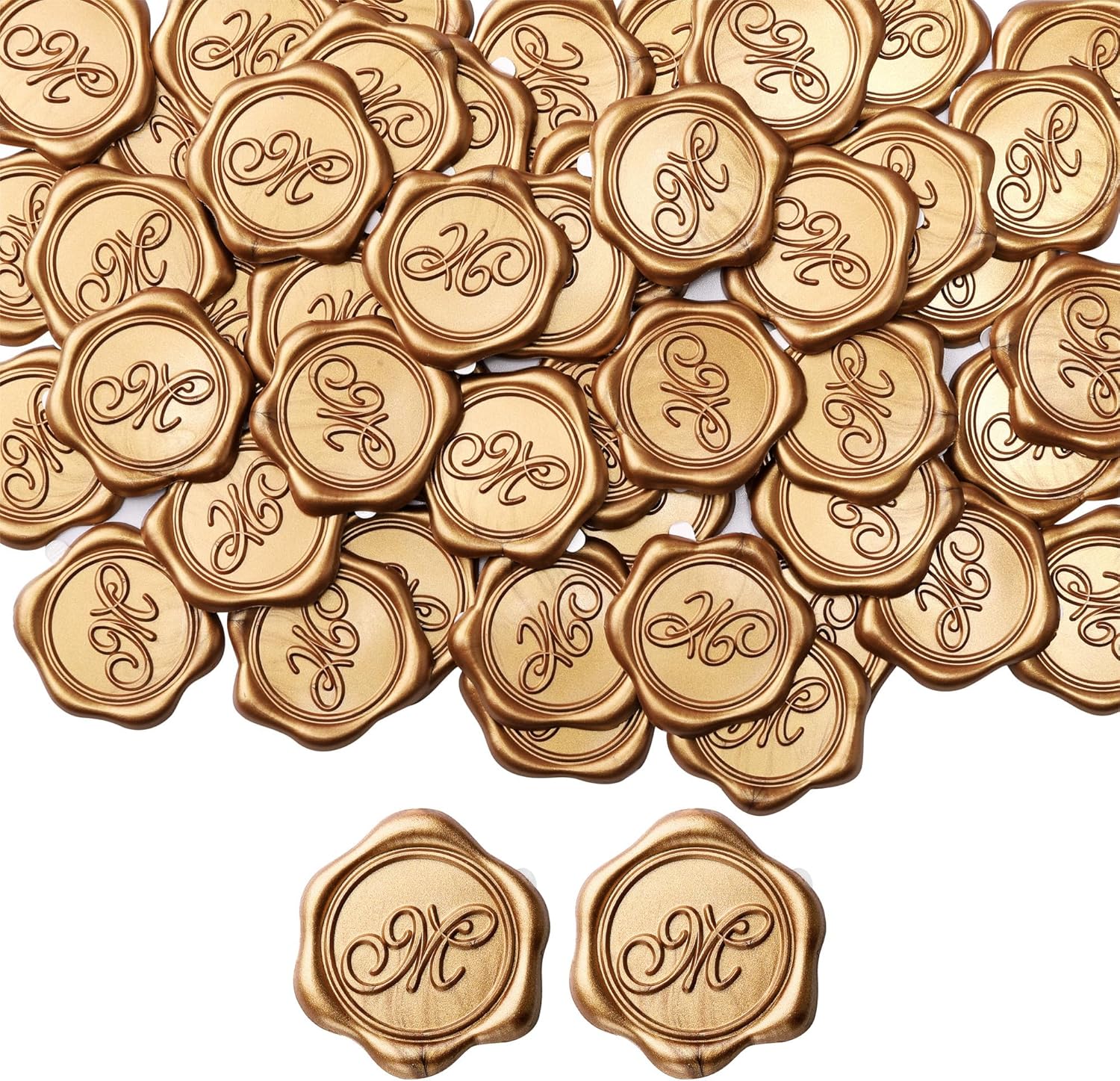 Yoption Initial M Gold Wax Seal Stickers 100 Pack front view