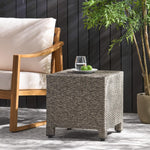 Rpuzonier wicker rattan side table front view outdoor accent furniture