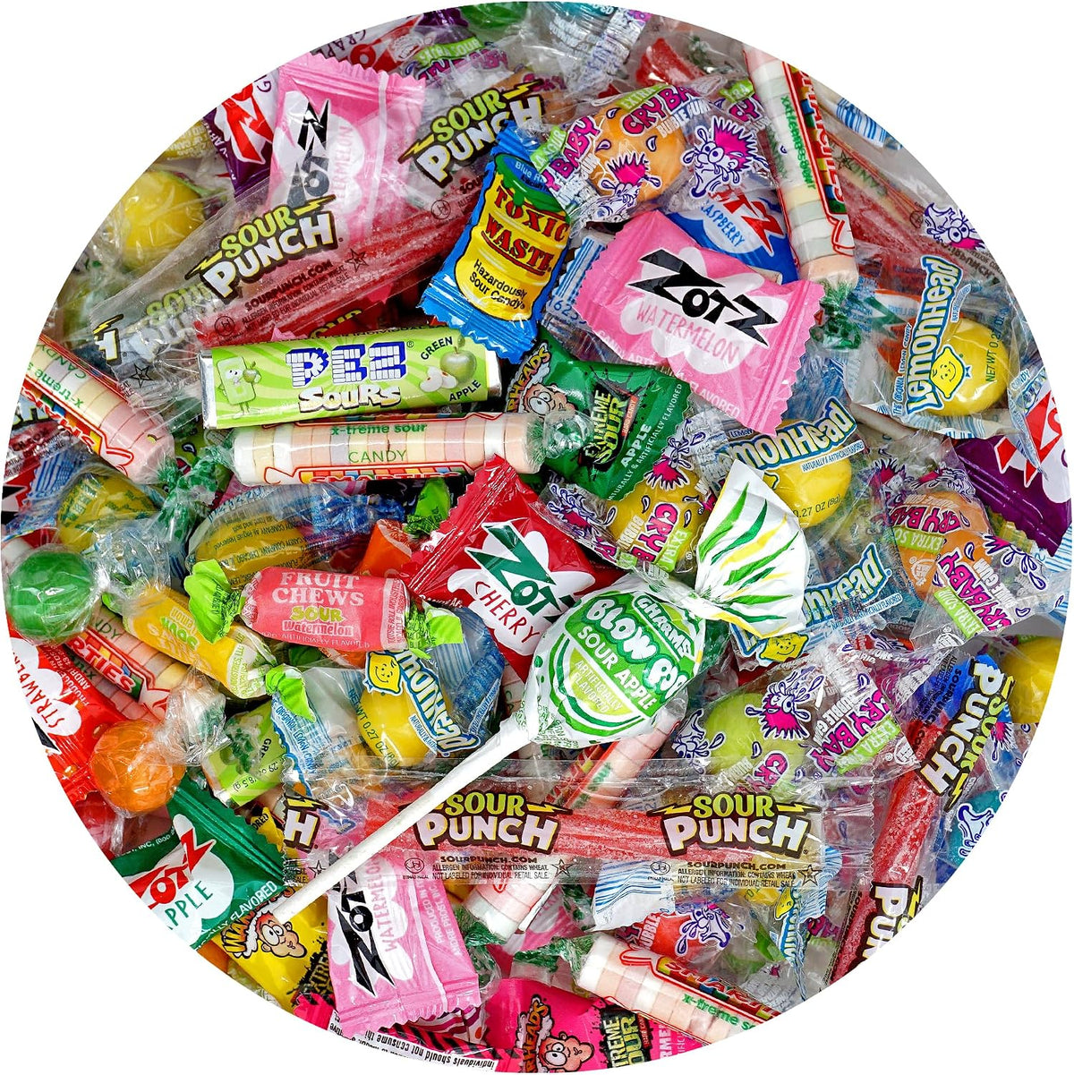 Close up of various fun size wrapped candies from the ultimate variety pack