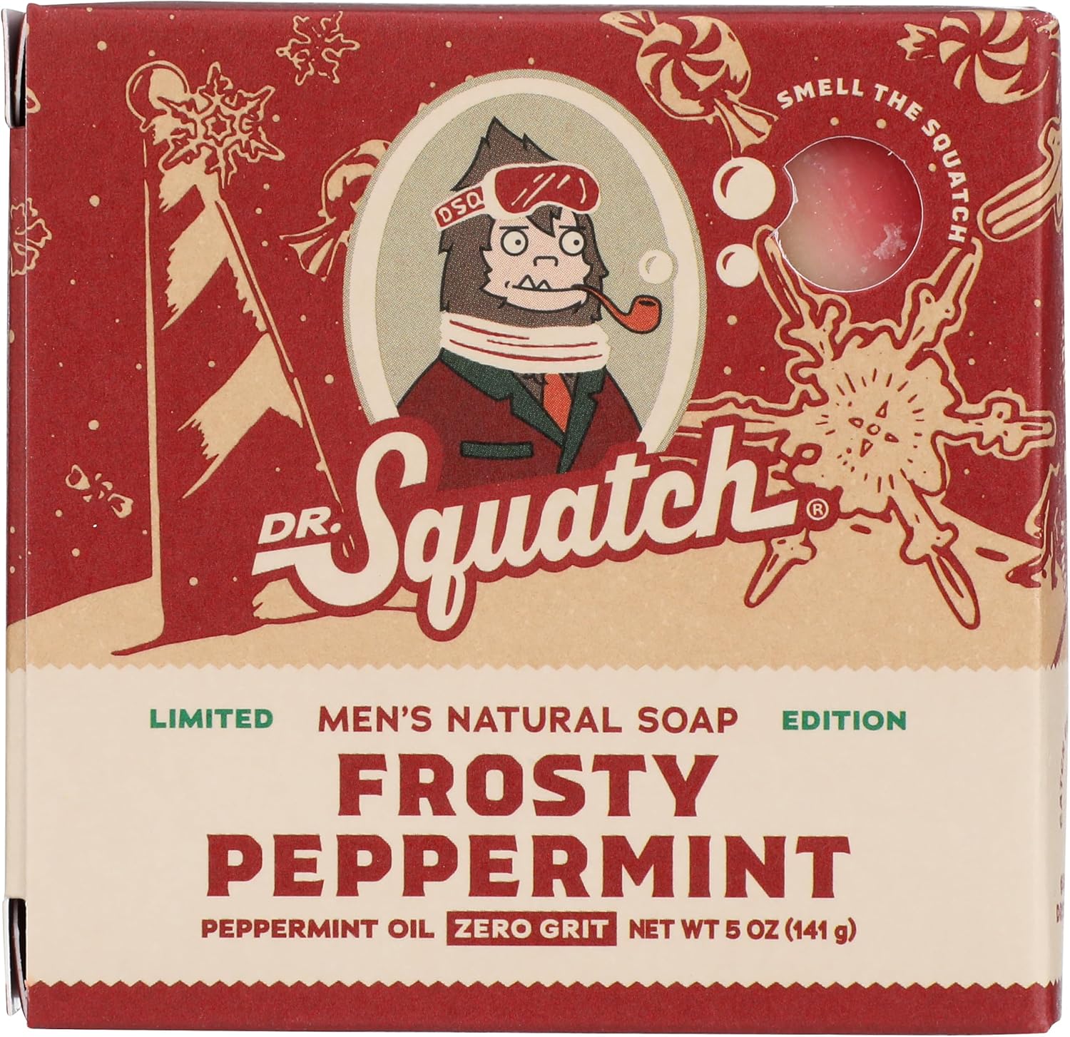 Dr. Squatch Limited Edition Frosty Peppermint bar soap front view packaging