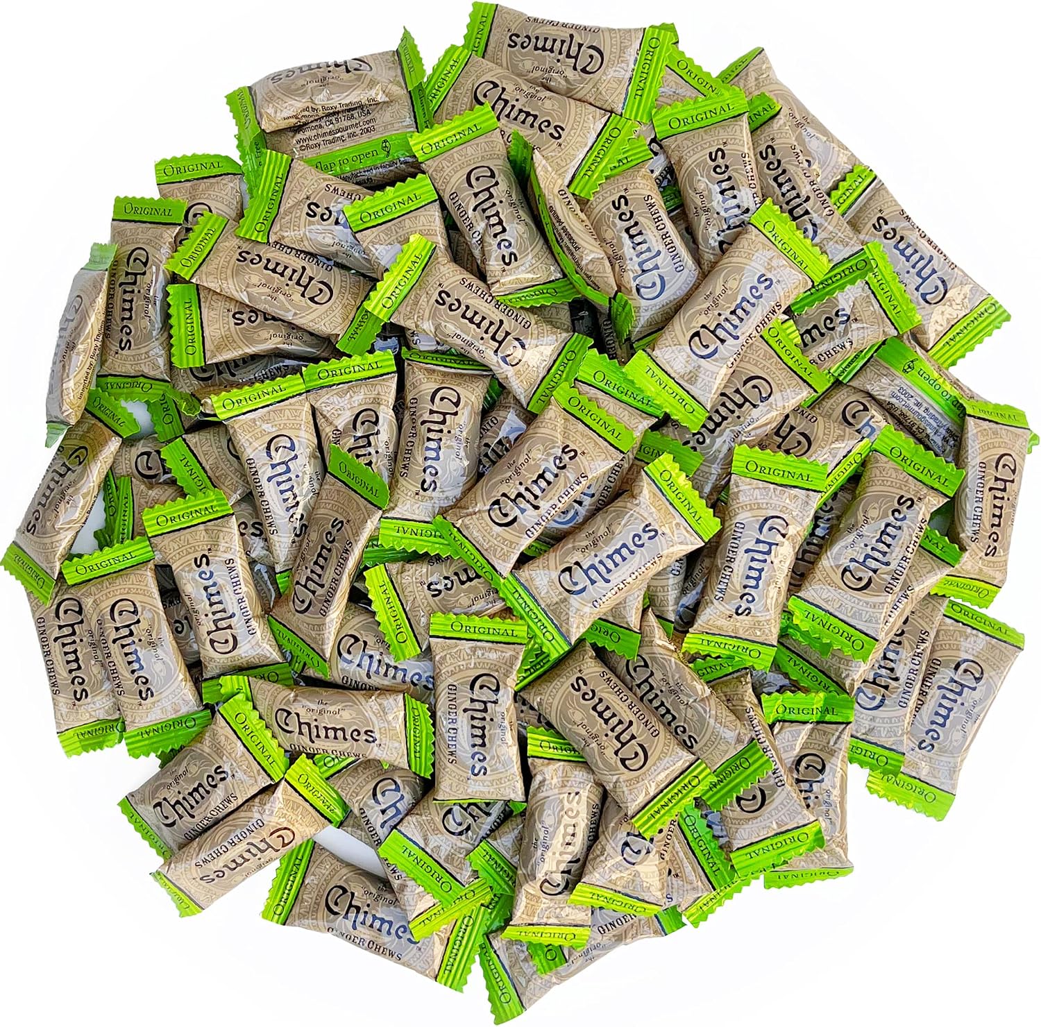 Chimes Original Ginger Chews one pound bag front view