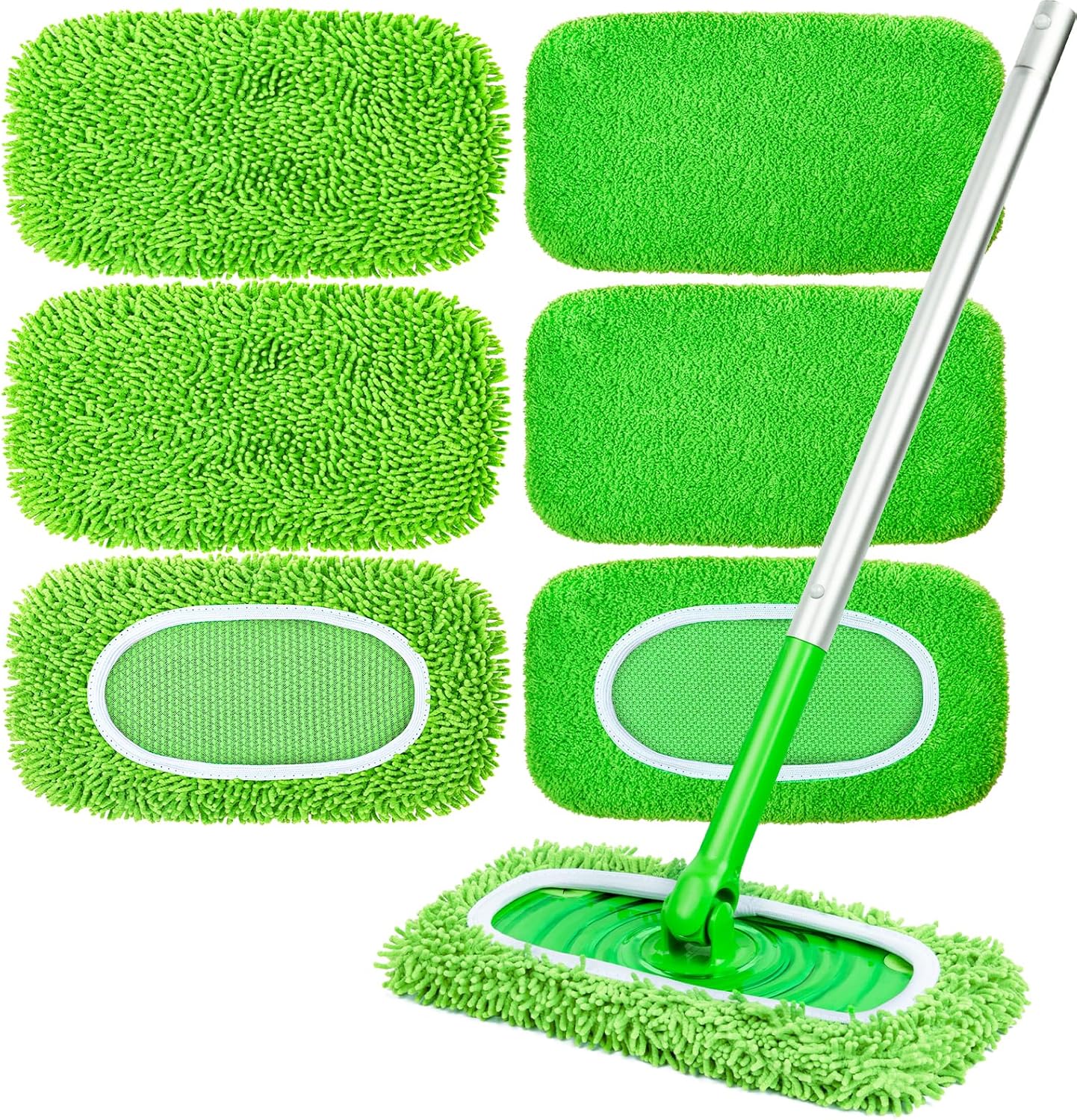 NXPPYY reusable microfiber mop pads six pack front view floor cleaning refills