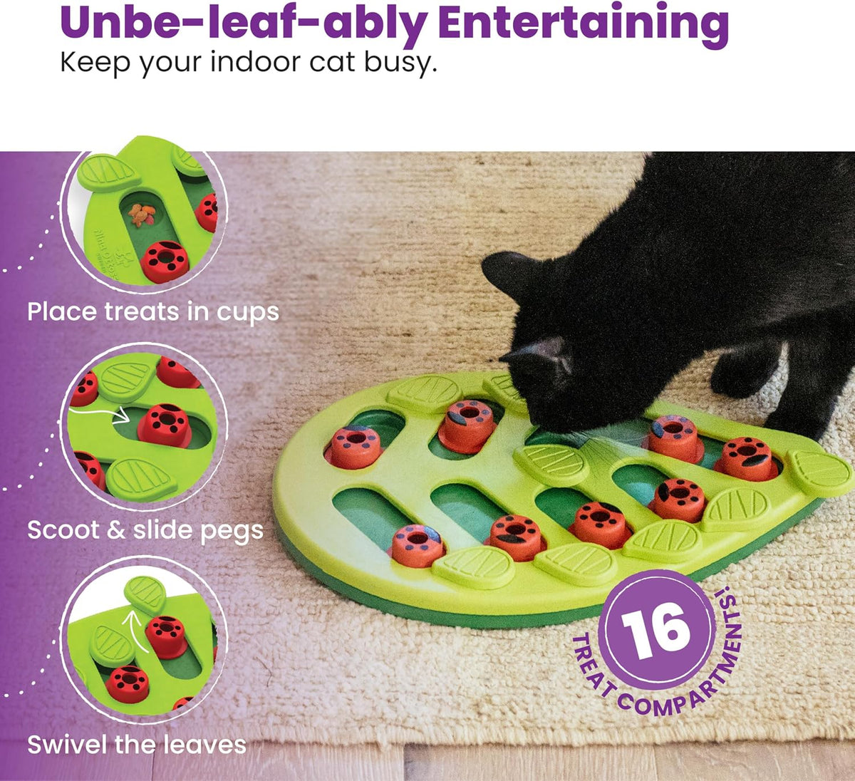 Nina Ottosson Level 2 slow feeder enrichment toy for indoor cats