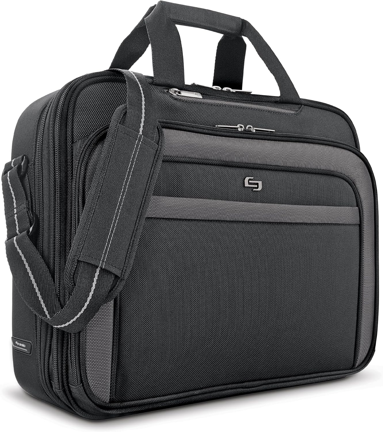 Solo Empire 17.3 Inch Laptop Briefcase, TSA Friendly, Black/Grey - Image 1