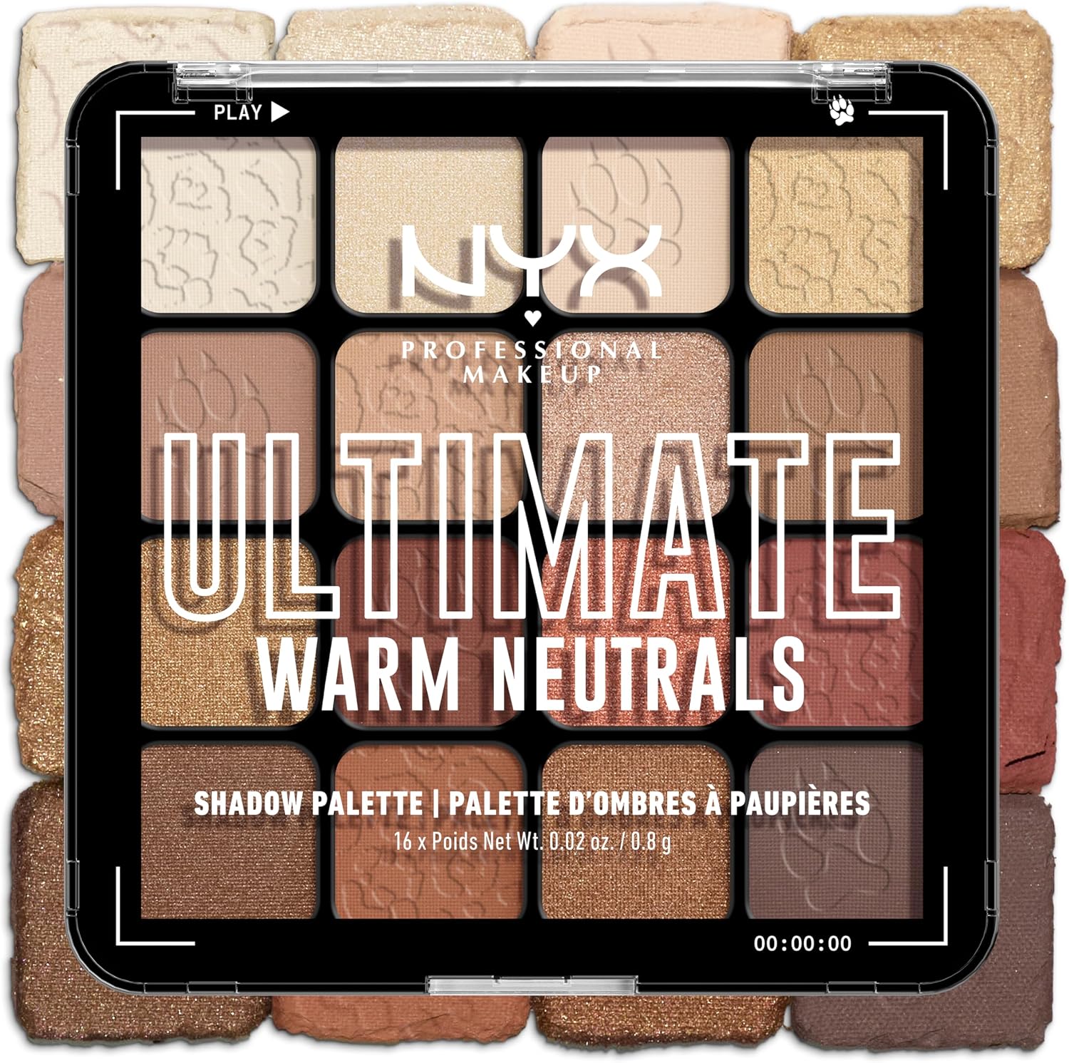 NYX Professional Makeup Warm Neutrals shadow palette front view cosmetic container