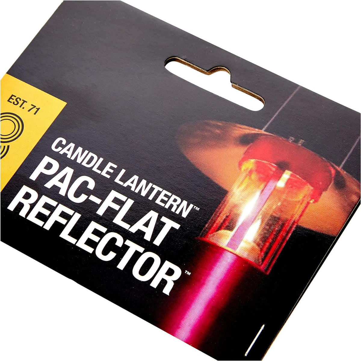 UCO Pac-Flat Reflector attached to a candle lantern for outdoor lighting
